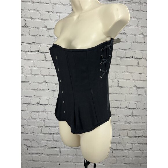 Timeless Trends Black Lace Up Wool OverBust Corset Hourglass Silhouette 28 M - Picture 11 of 11